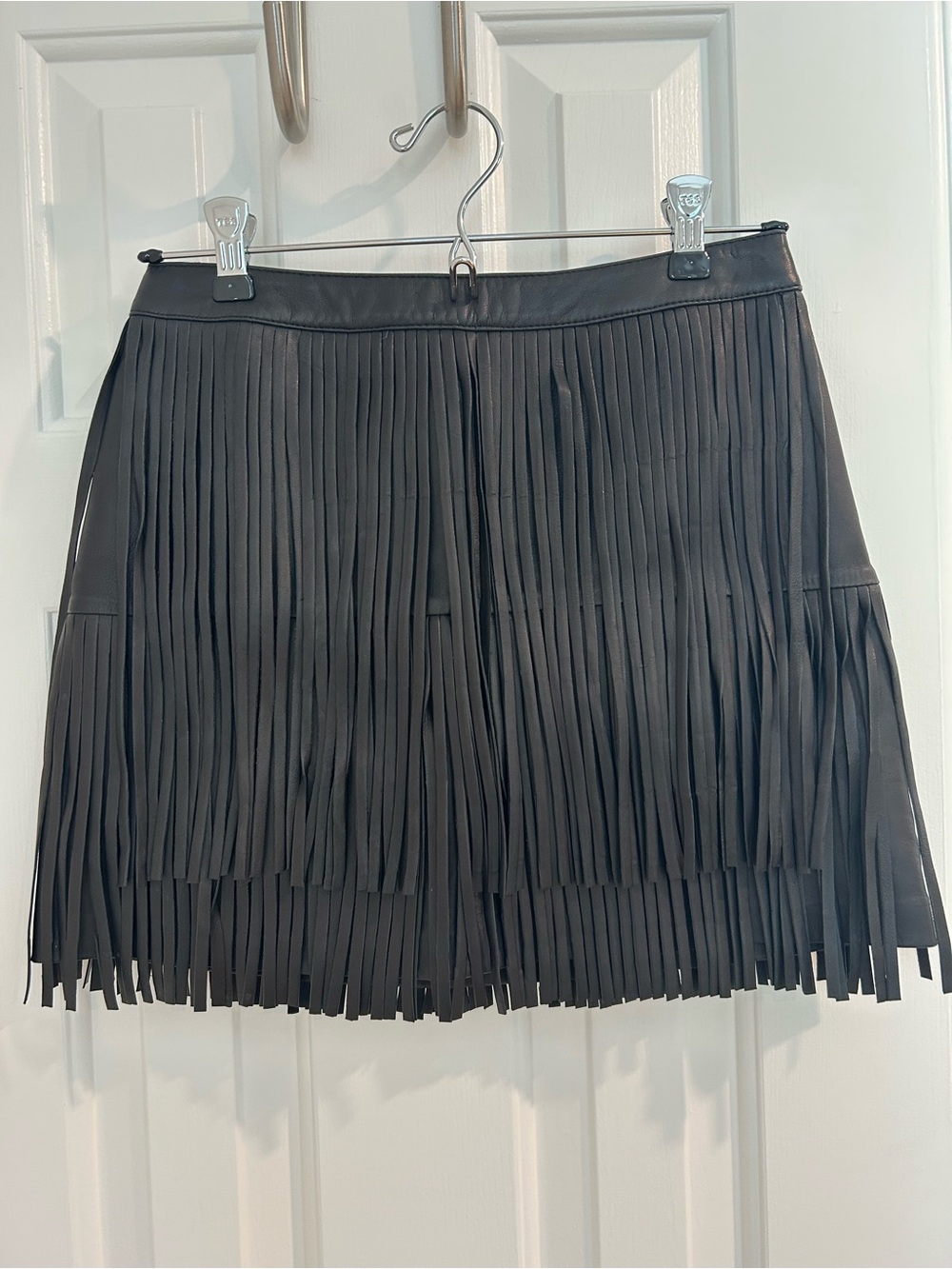 Zadig & Voltaire Deluxe Leather Fringe Skirt 34